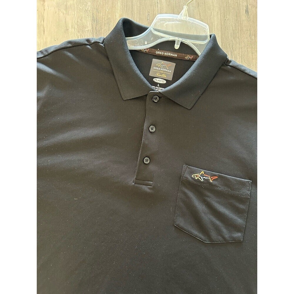 Greg Norman Performance Golf Long Sleeve Polo Shirt Size L Black